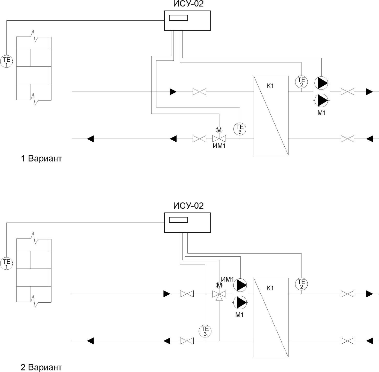 Схема построения теплового пункта на ИСУ-02